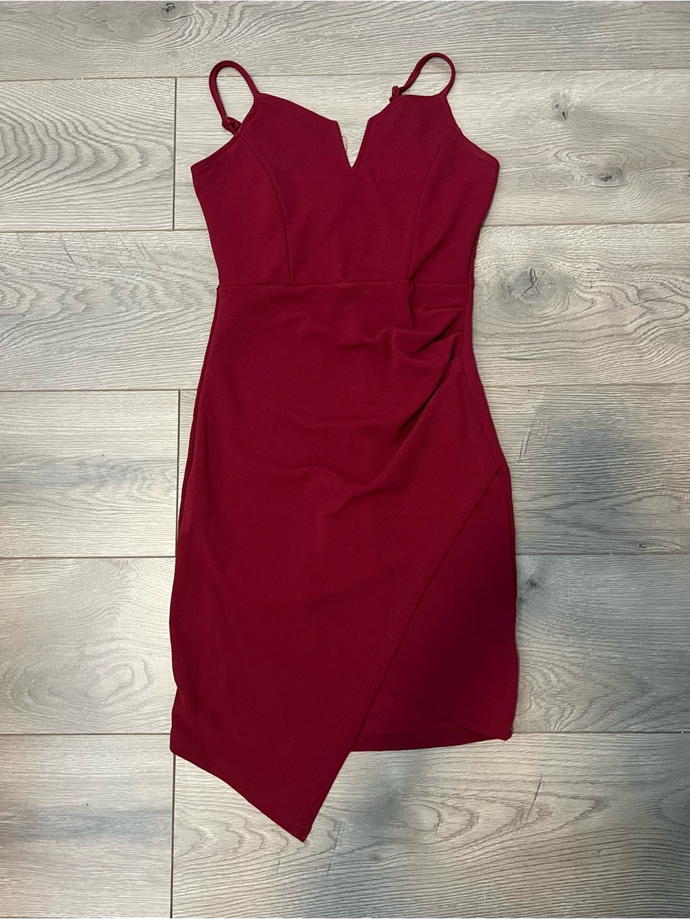 Windsor Wine Asymmetrical Spaghetti Strap Sheath Dress